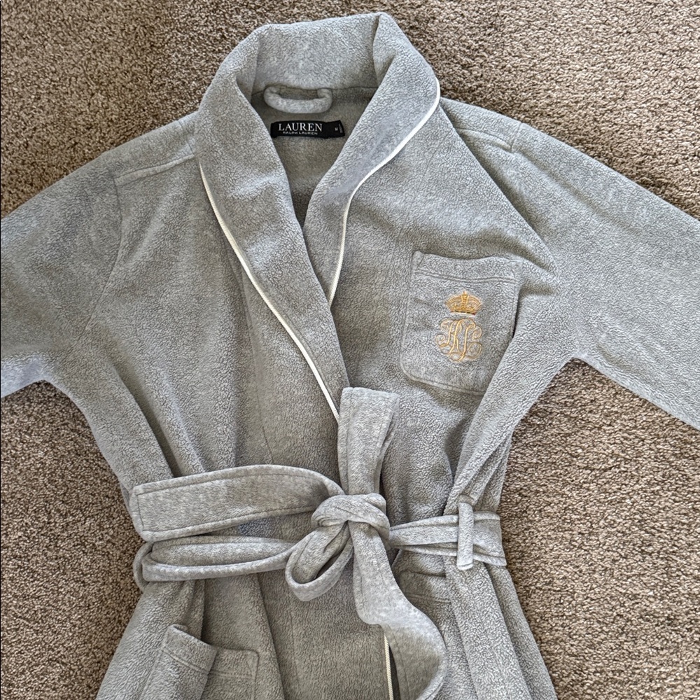 Lauren Ralph Lauren Heather Gray Fleece Robe